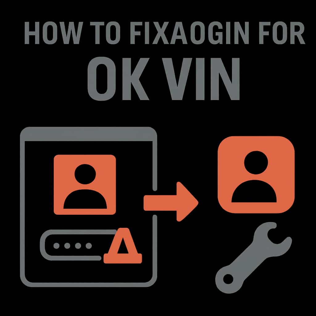 Illustration explaining steps to fix Ok Vin login issues.