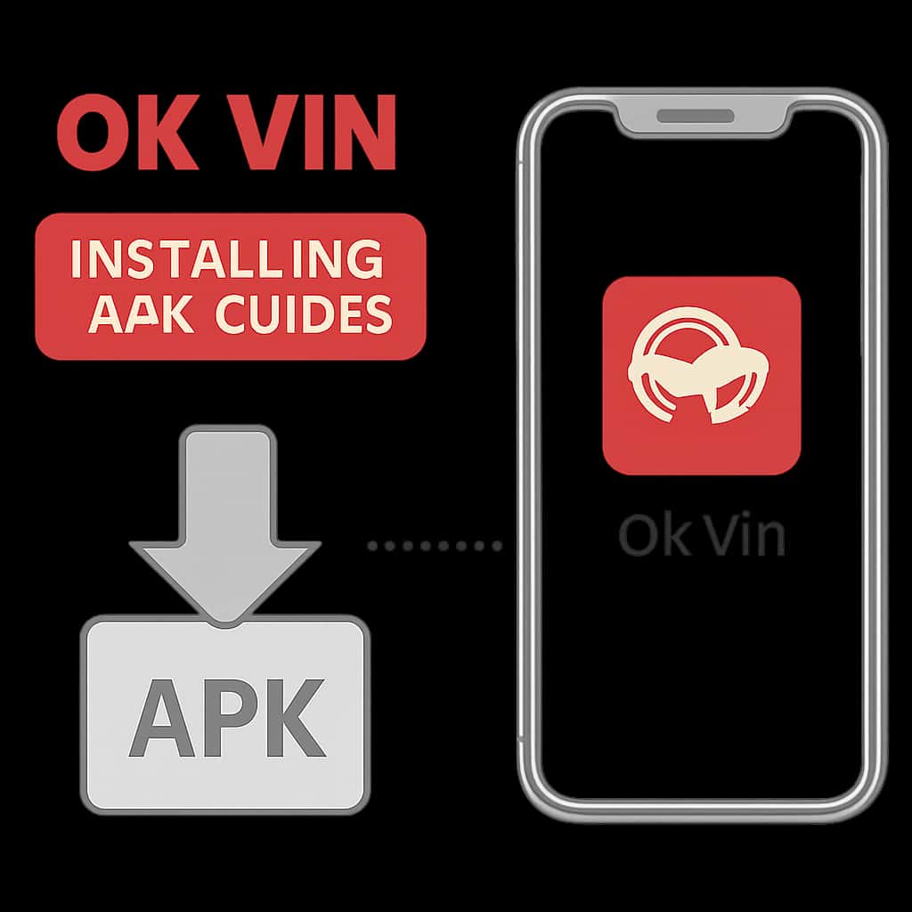 A diagram illustrating the installation steps for Ok Vin APK.