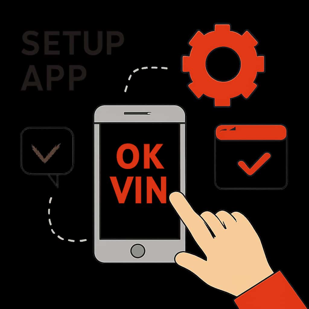 An educational diagram related to the setup process of Ok Vin App.
