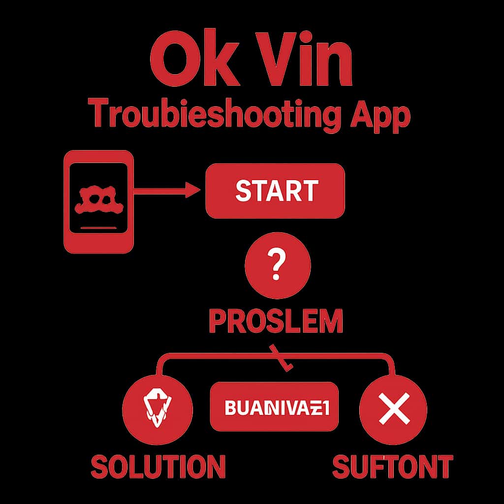 Diagram detailing the troubleshooting process for the Ok Vin app.